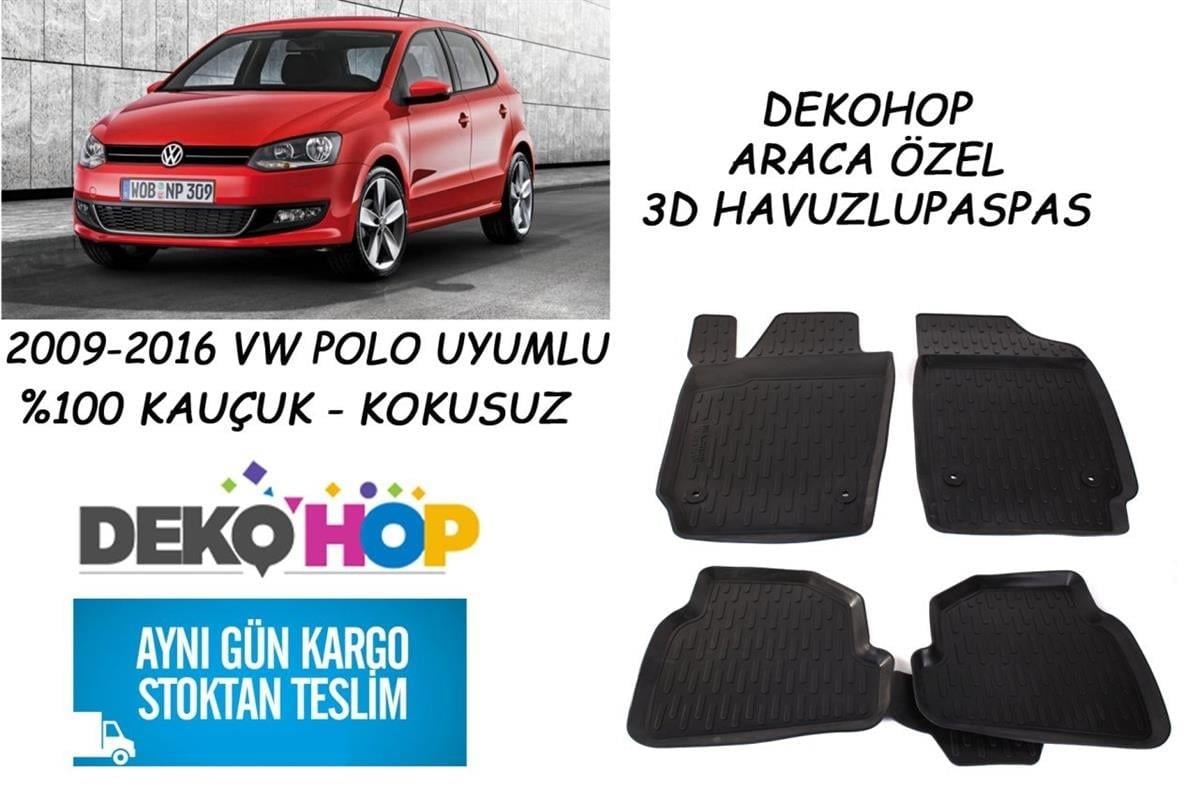 VW POLO 2009-2016 ARASI Oto Paspas Araca Özel 3D Havuzlu Kauçuk Paspas