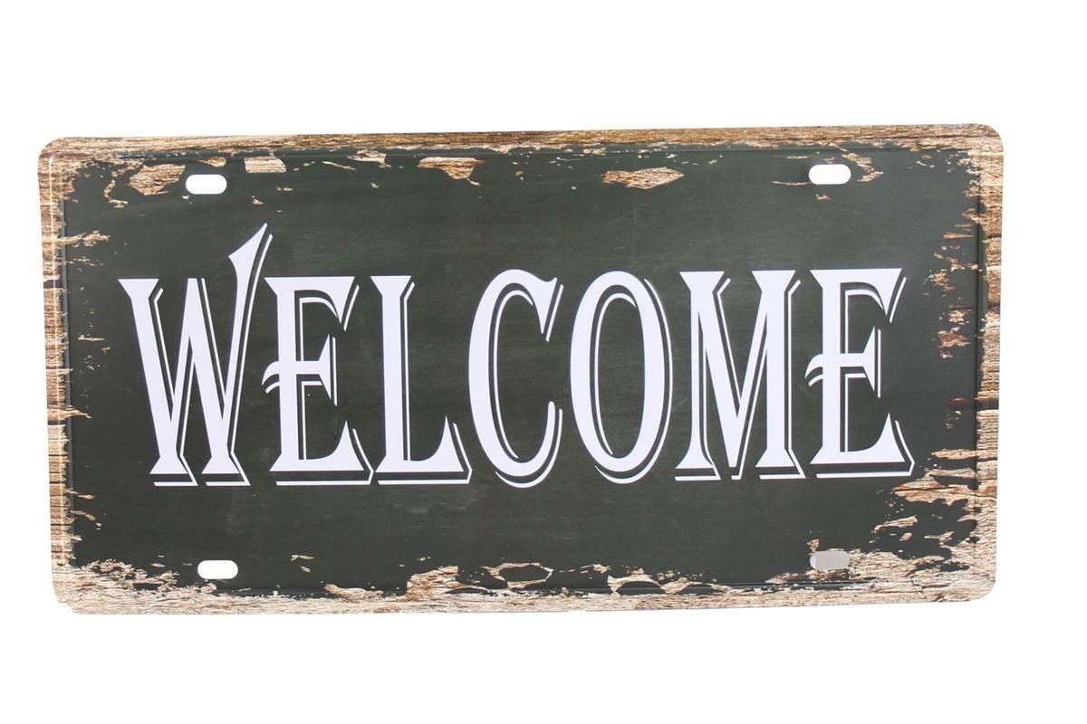 Welcome Metal Tabela Retro Dekorasyon Duvar Süsü 30X15 Cm