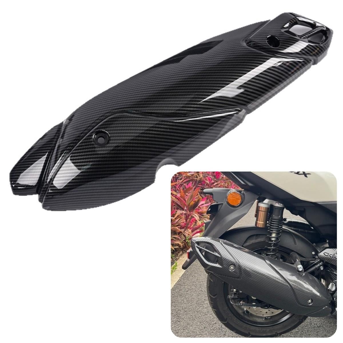 Yamaha NMAX 2025 Egzoz Dış Koruma Kapağı Karbon Desenli