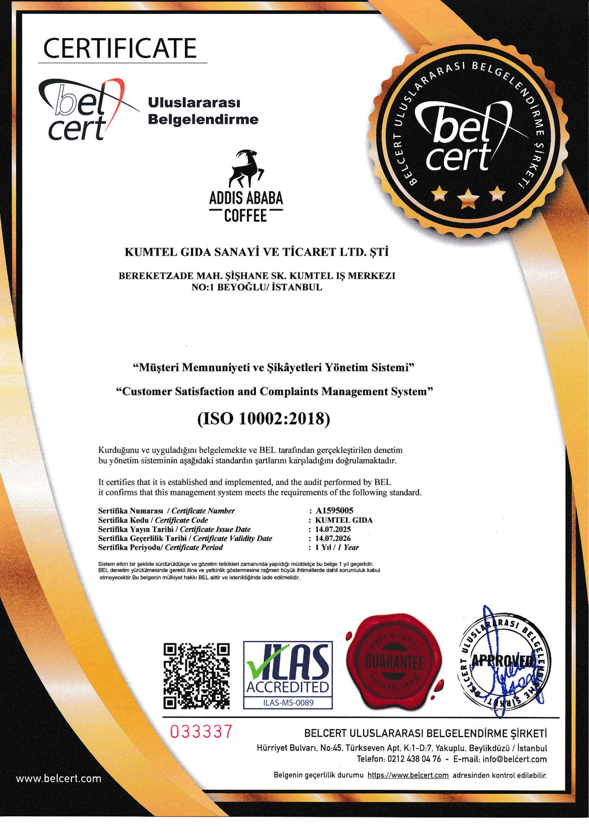 ISO 9001 Sertifikası