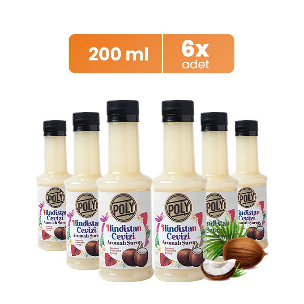 Poly 6lı Hindistan Cevizi Aromalı Kahve Şurubu (6X200 ML.)