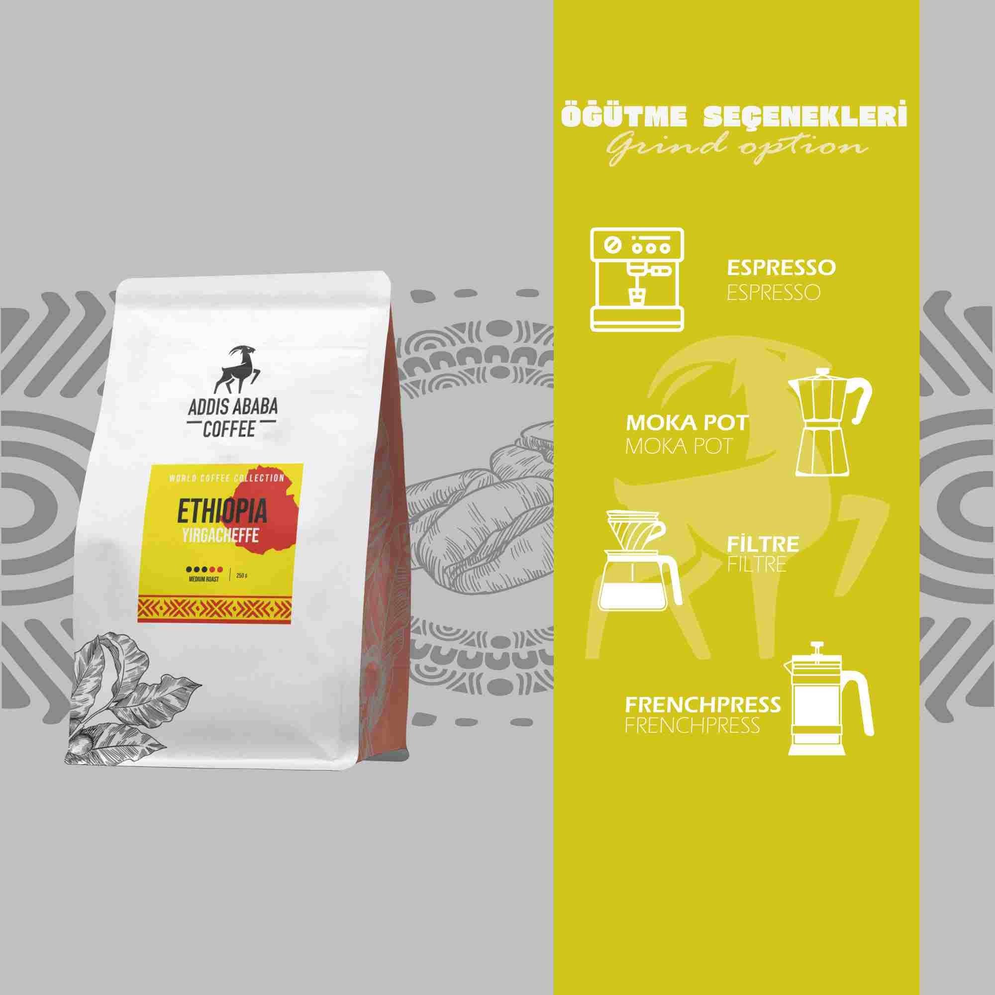 Addis Ababa Coffee - Dünya  Kahvesi - Arabica - Etiyopya Yirgacfee - 1000 Gr. 