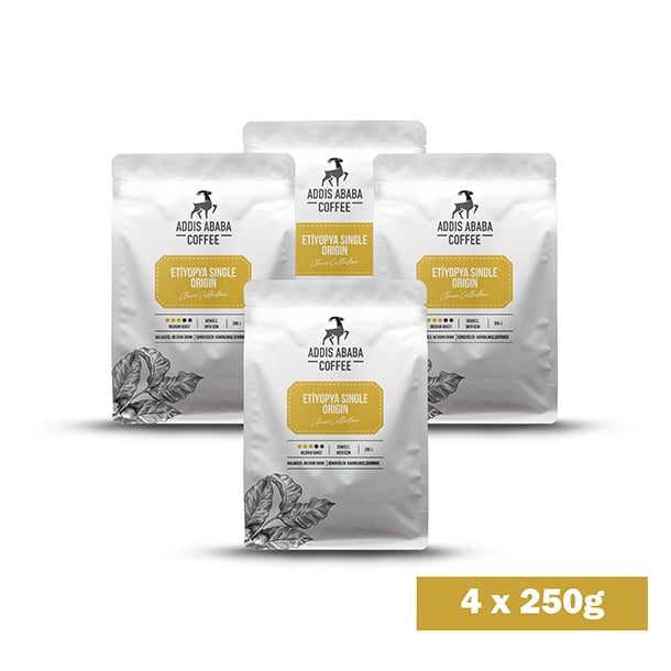 Addis Ababa Coffee - Dünya  Kahvesi - Arabica - Etiyopya - 250 Gr. X 4 adet ( 1 kg )