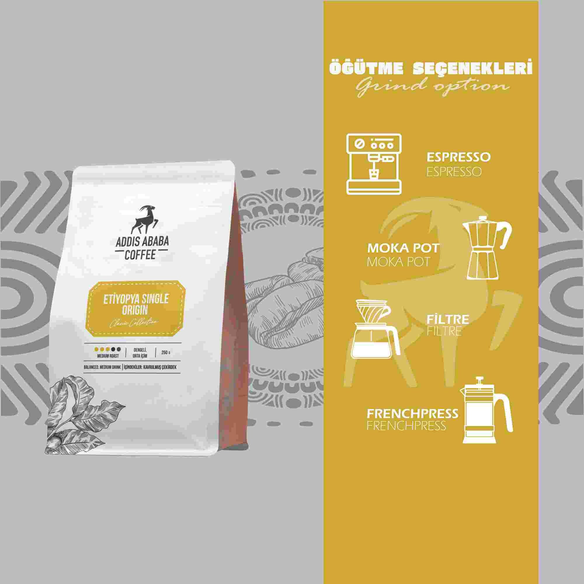 Addis Ababa Coffee - Dünya  Kahvesi - Arabica - Etiyopya - 250 Gr.  ( V60 Hediyeli )