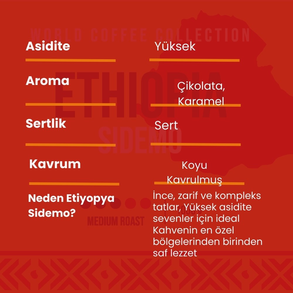 Addis Ababa Coffee - Dünya  Kahvesi - Arabica - Etiyopya Sidamo - 1000 Gr. 