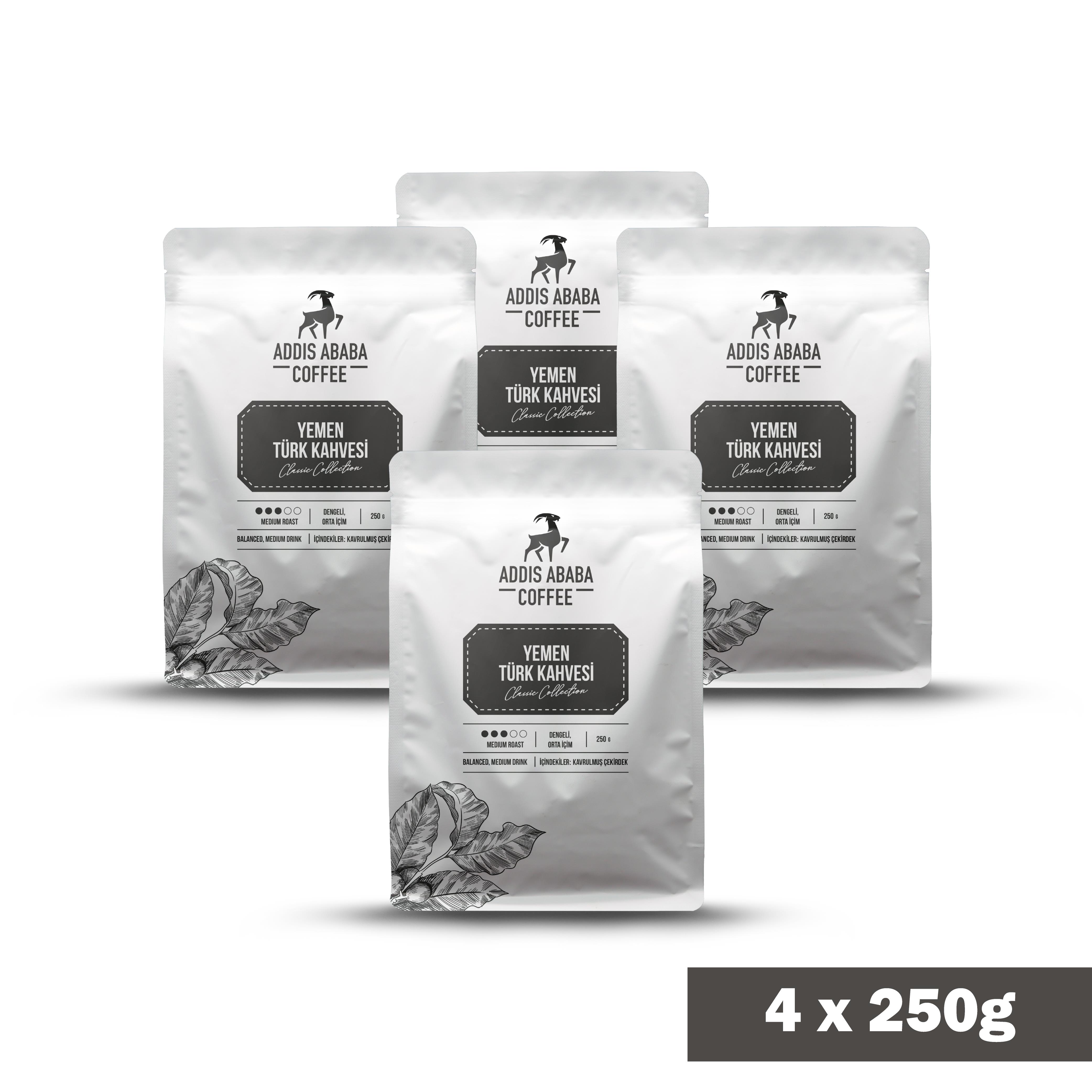 Addıs Ababa Coffee Türk Kahvesi 4'lü Avantaj Paketi (1000 GRAM)