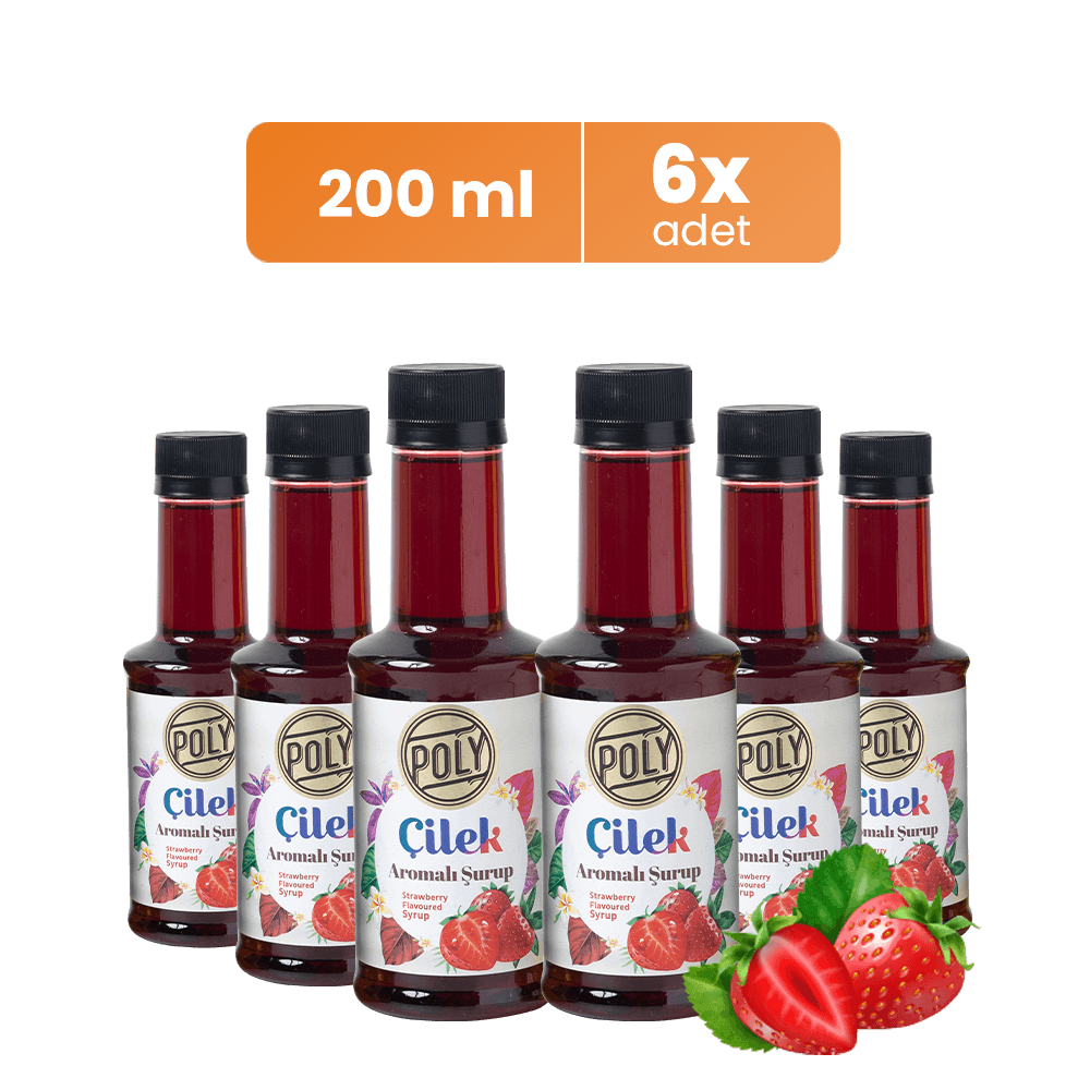 Poly 6lı Çilek Aromalı Kahve Şurubu (6X200 ML.)