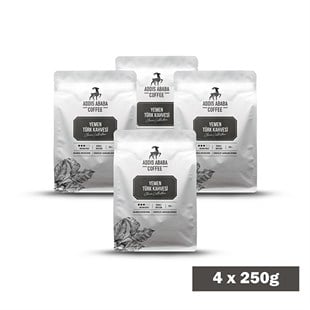 Addis Ababa Coffee - Geleneksel - Yemen Türk Kahvesi -Yumuşak İçim - 250 Gr. X 4 adet ( 1 kg )