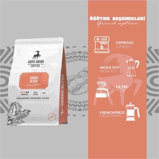 Addis Ababa Coffee - Harar - Mid. Roast -Dengeli İçim - Nitelikli Kahve - 250 Gr. X 4 adet ( 1 Kg)