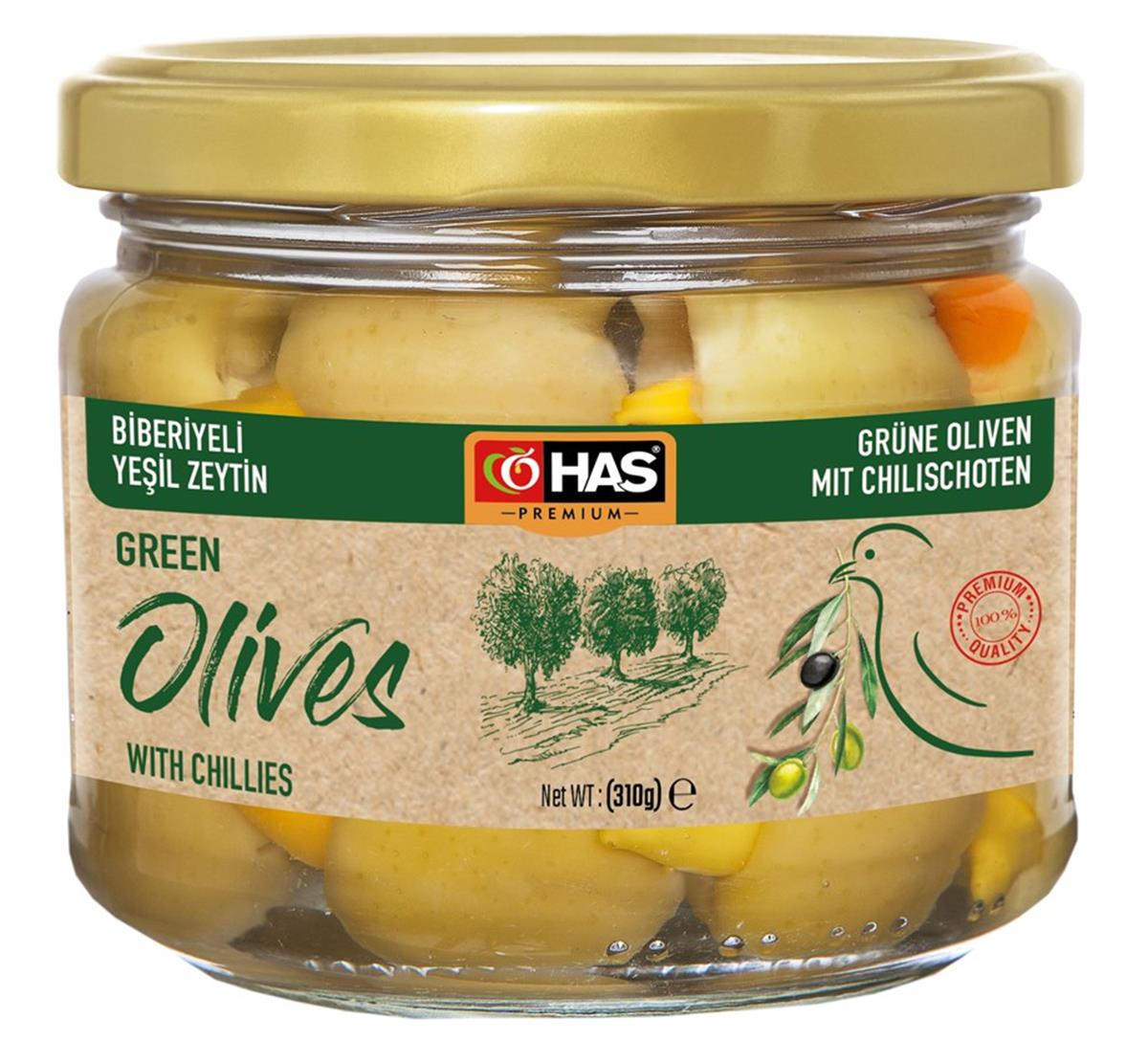 Biberiyeli Yeşil Zeytin 300cc