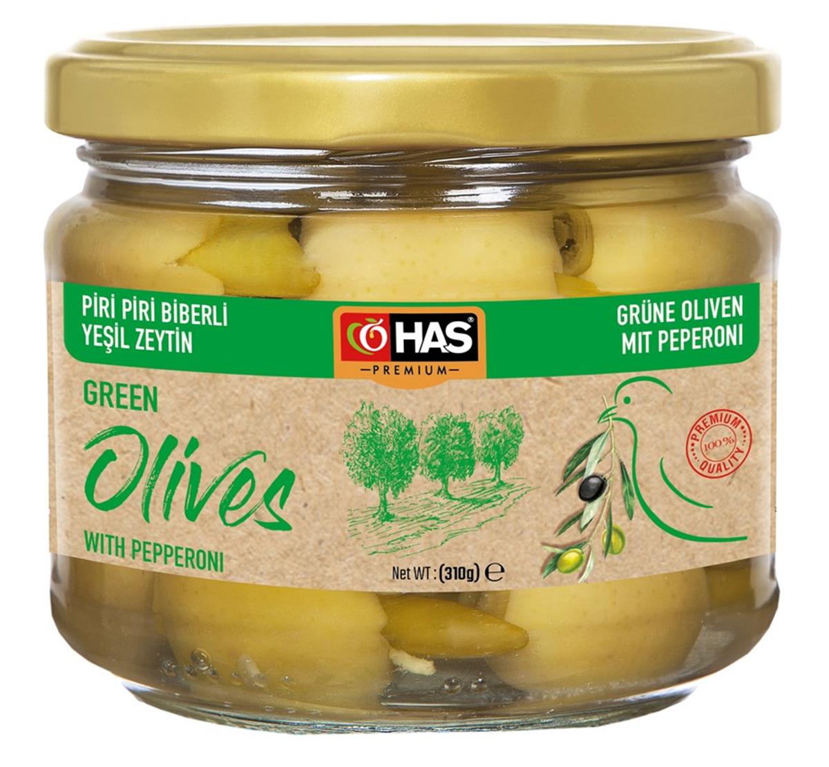 Piri Piri Biberli Yeşil Zeytin 300cc