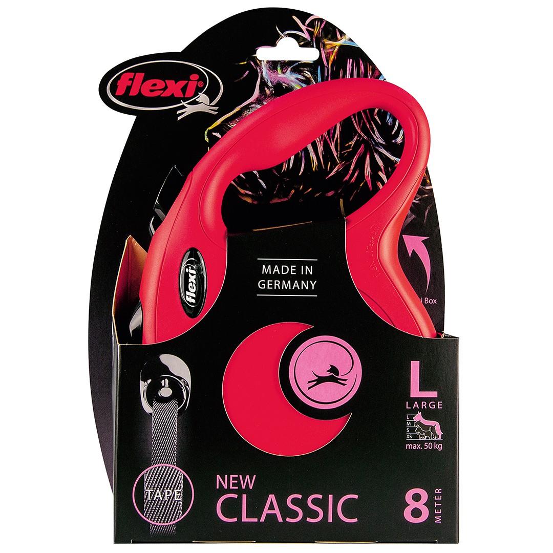 Flexi New Classic Otomatik Şerit Large Köpek Gezdirme Kayışı 8mt Kırmızı