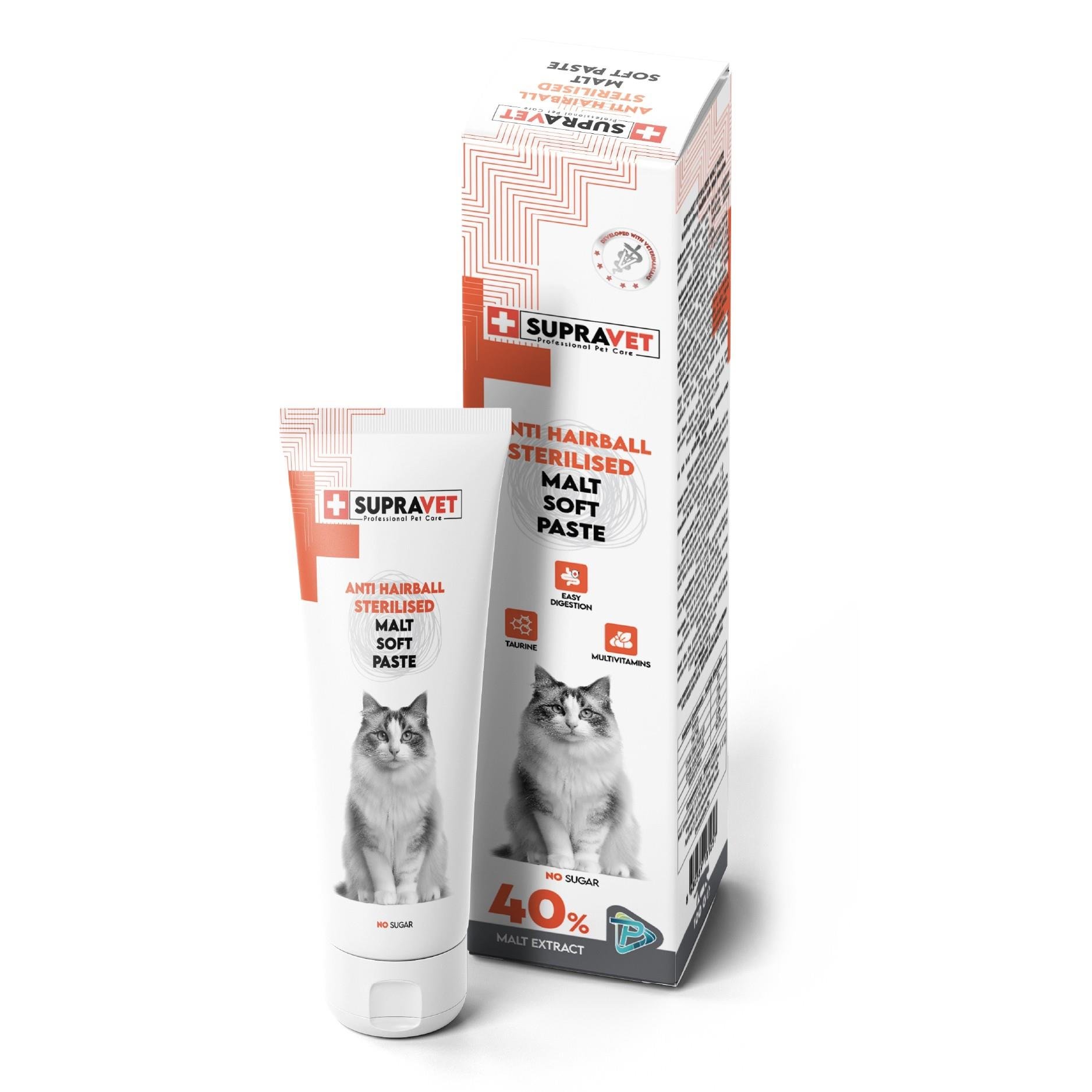 Supravet Anti Hairball Kısırlaştırılmış Kediler için Malt Macun 100 Gr