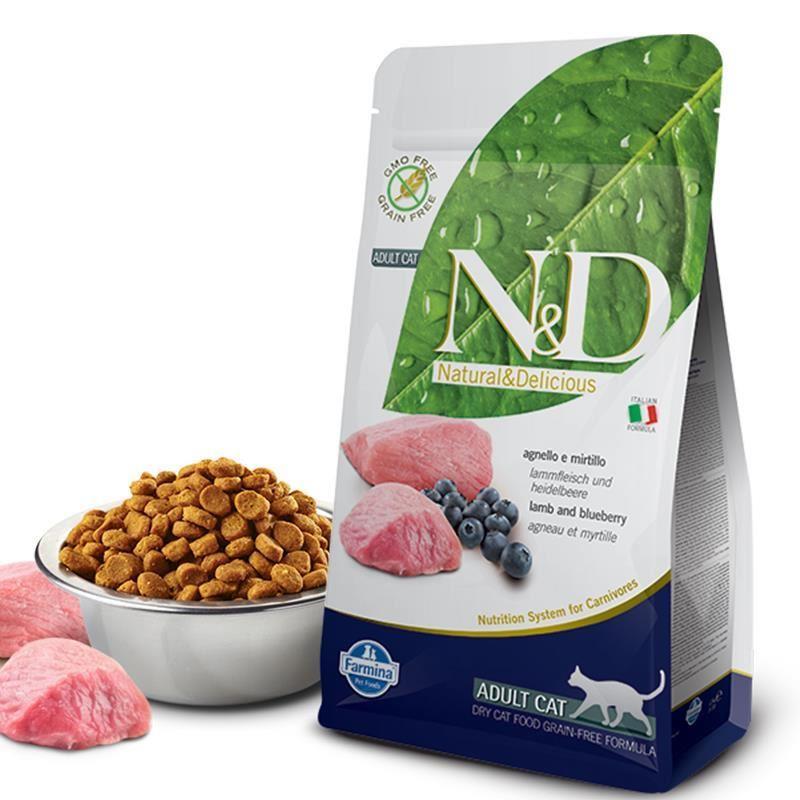 N&D Prime Kuzu Etli ve Yaban Mersinli Tahılsız Yetişkin Kedi Maması 10kg