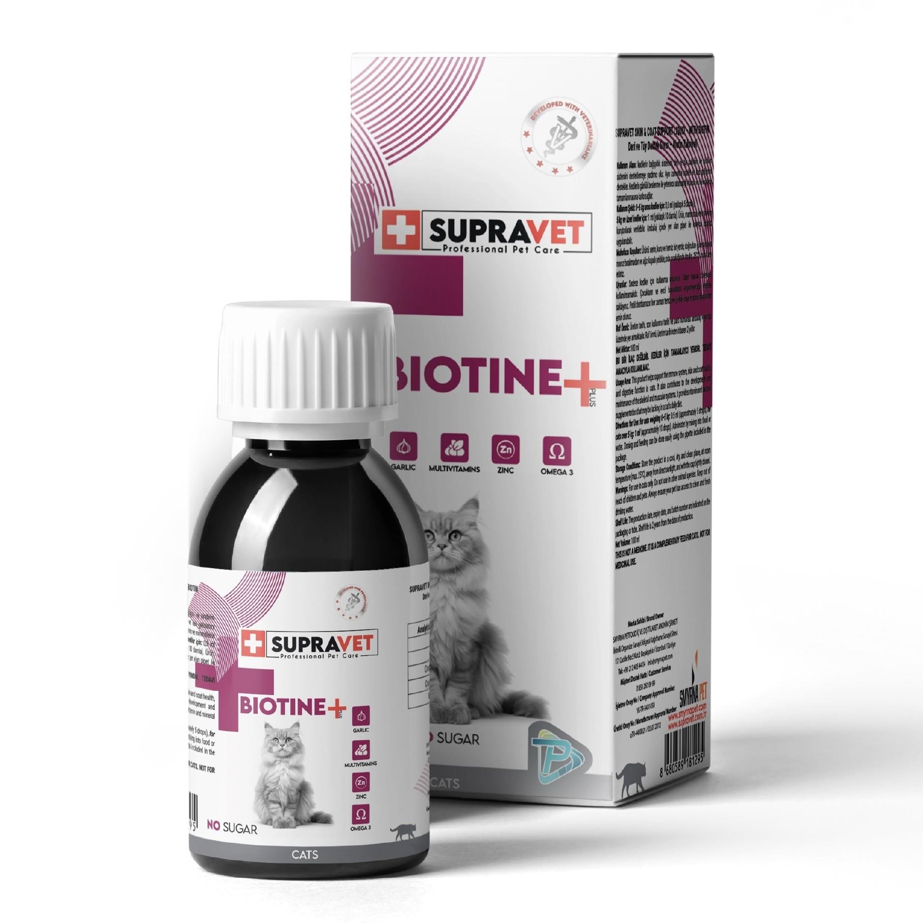 Supravet Biotine Kediler için Tüy Sağlığı Multi Vitamin Damlası 100 ML