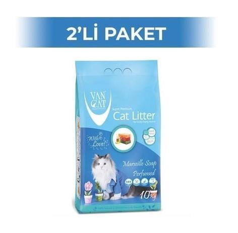 Vancat Marsilya Sabunu Kokulu İnce Taneli Kedi Kumu 10 Kg x 2 Adet