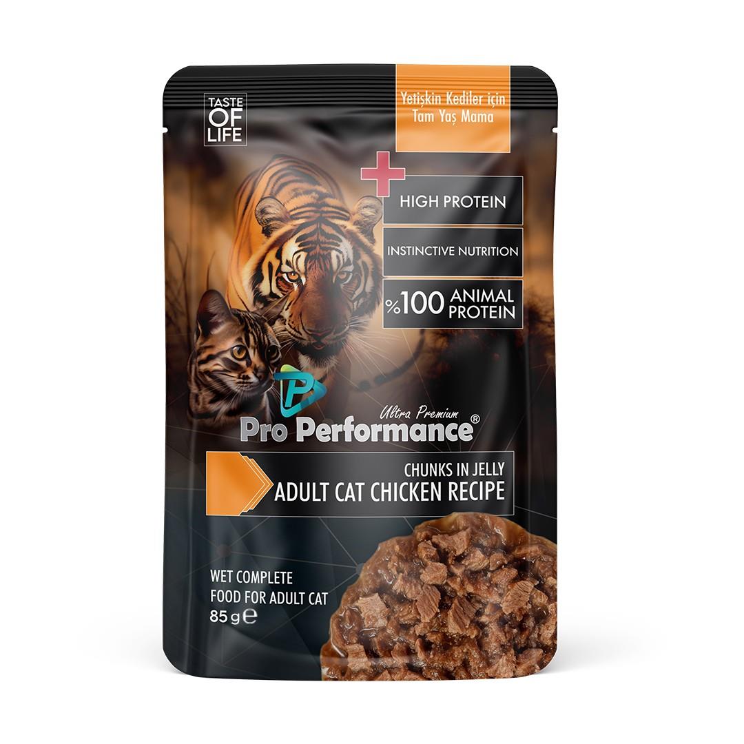 Pro Performance Yetişkin Kediler için Tavuklu Yaş Mama Pouch 85gr 