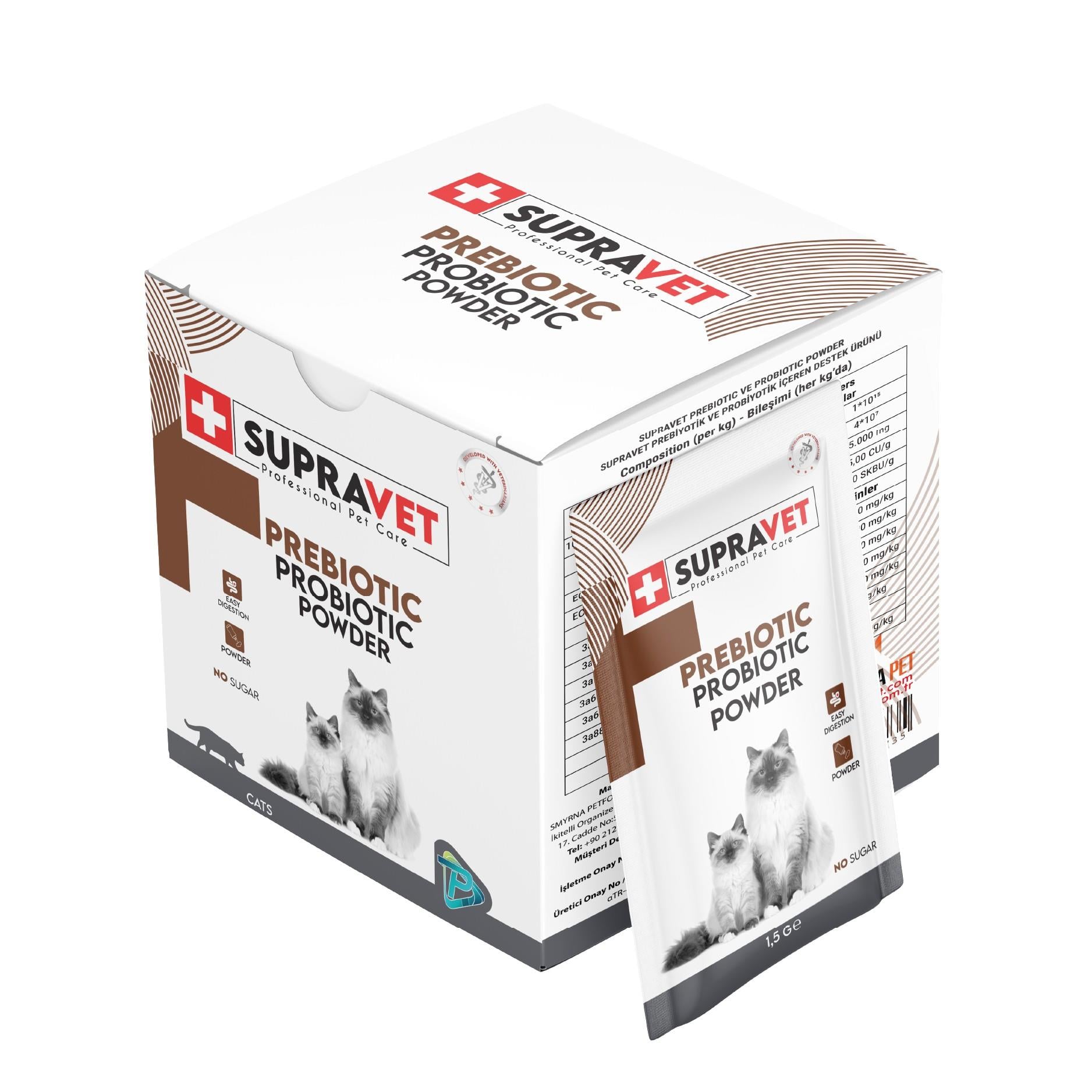 Supravet Probiyotik, Kedi Bağışıklık Güçlendirici Toz Prebiyotik Takviyesi 30 X 1 Gr