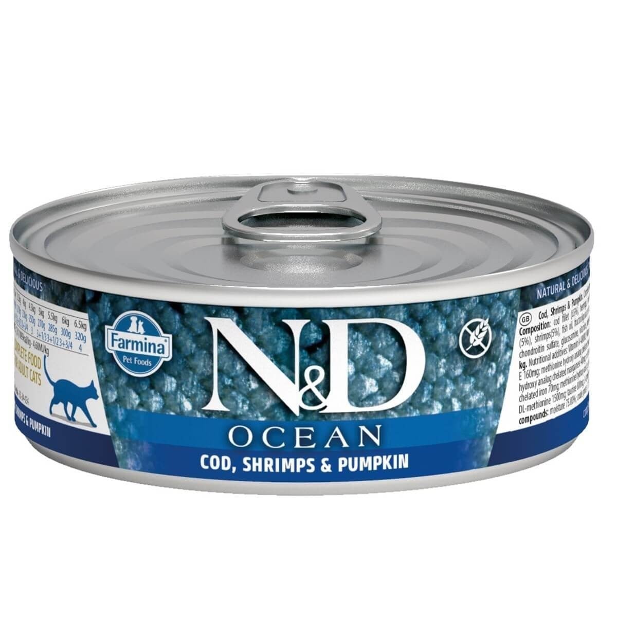 N&D Balkabaklı Morina Balıklı Karidesli Tahılsız Yavru Kedi Konservesi 80 Gr
