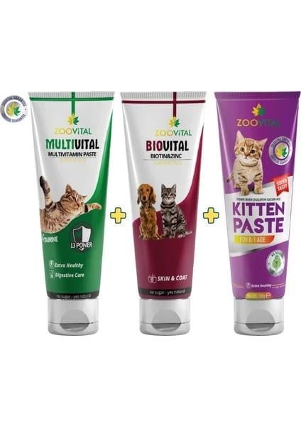 Zoovital Biovital 100 gr + Multivital PASTE100 gr Vitamin + Kitten PASTE100 gr Yavru Kediler Için Vitamini