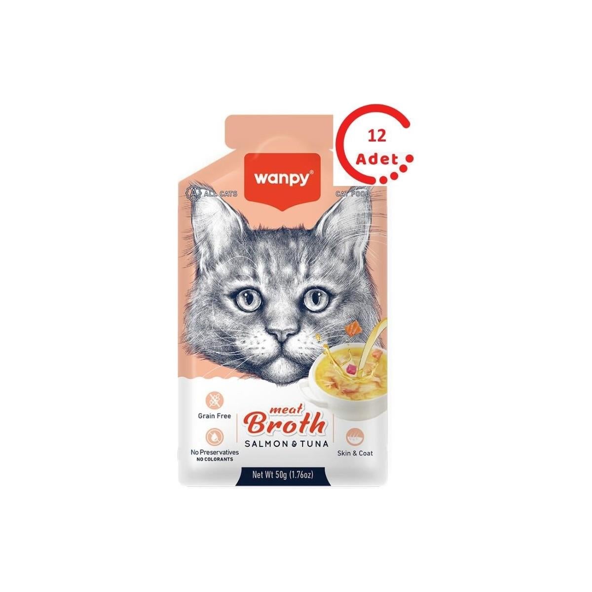 Somonlu ve Ton Balıklı Kedi Çorbası 50 gr x 12 Adet