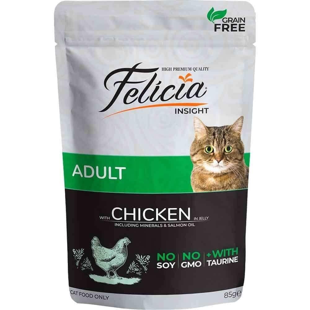 Felicia Jöle İçinde Tavuklu Taurinli Tahılsız Yetişkin Kedi Pouch Konservesi 85gr