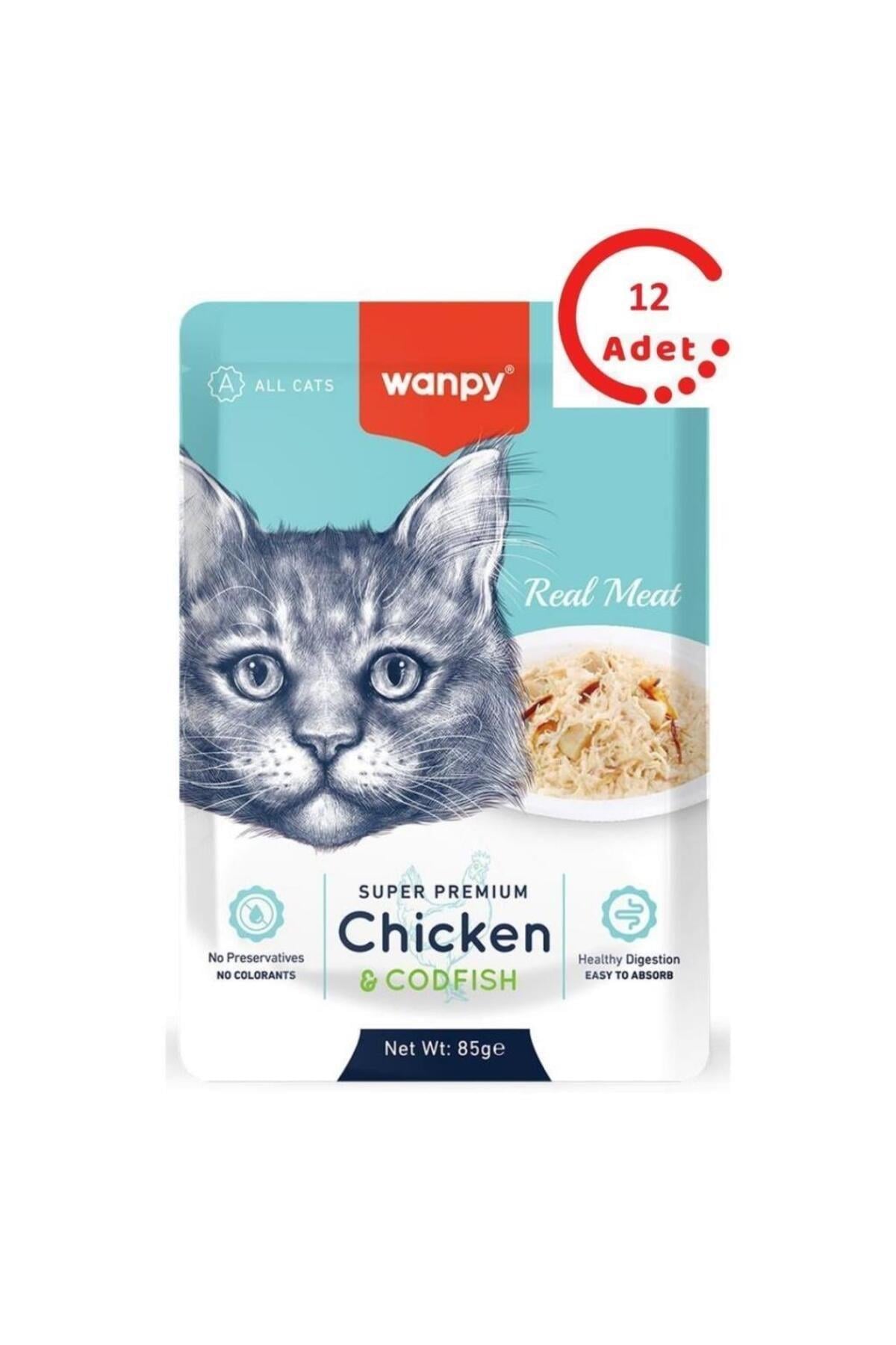 Wanpy Pouch Tavuklu Morina Balıklı Kedi Konservesi 85gr x 12 ADET
