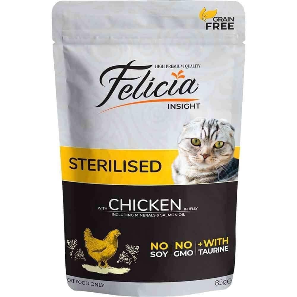Felicia Jöle İçinde Tavuklu Taurinli Tahılsız Kısırlaştırılmış Pouch Kedi Konservesi 85gr