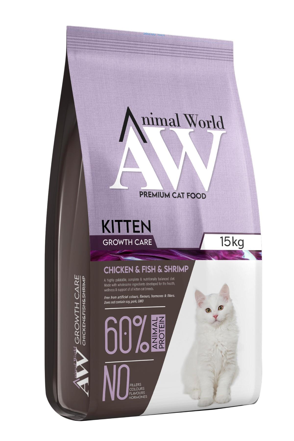 Animal World Tavuk Balık Ve Karidesli Yavru Kedi Maması 15 Kg