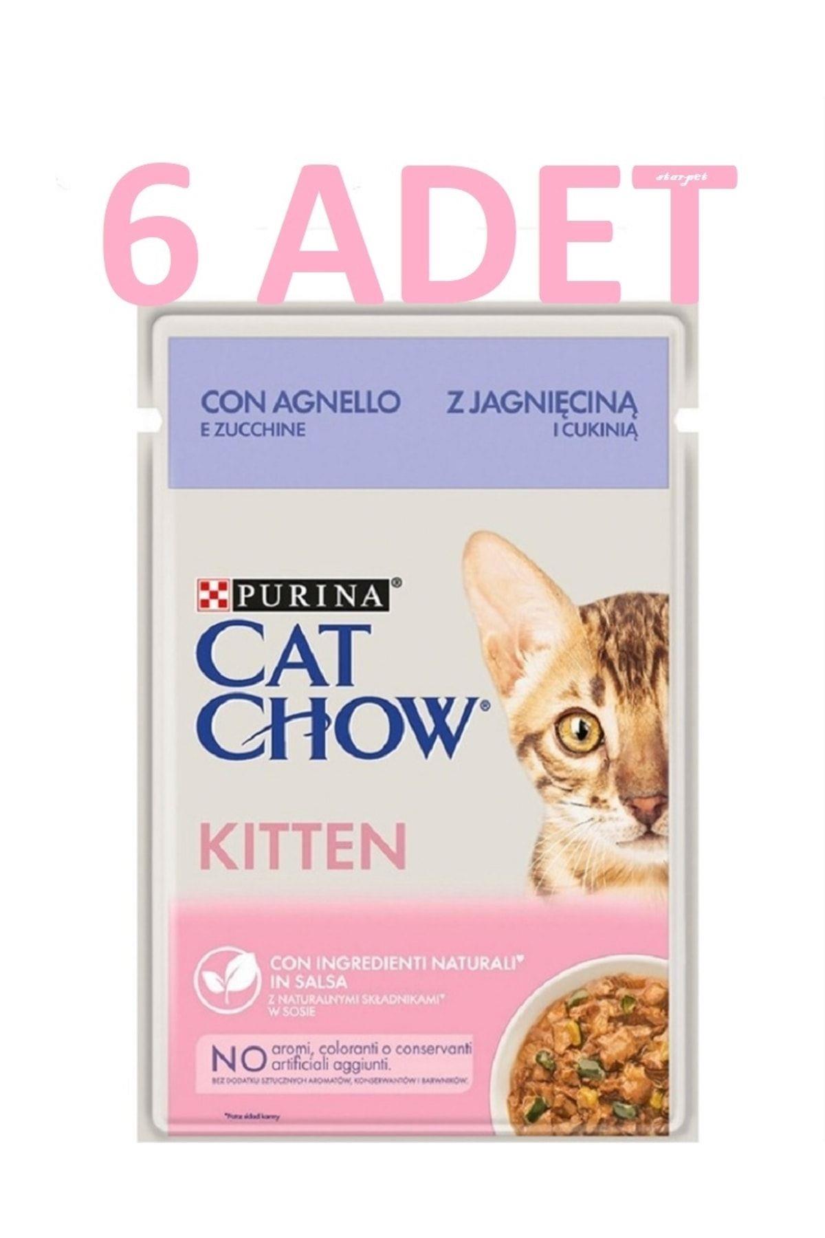 Cat Chow Pouch Sos İçinde Kuzu Etli ve Kabaklı Yavru Kedi Konservesi 85gr x 6 Adet