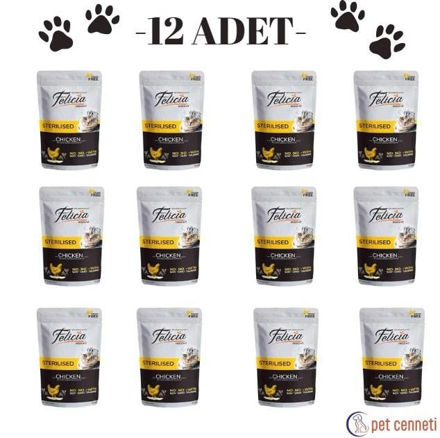 Felicia Jöle İçinde Tavuklu Taurinli Tahılsız Kısırlaştırılmış Pouch Kedi Konservesi 85gr x 12 Adet
