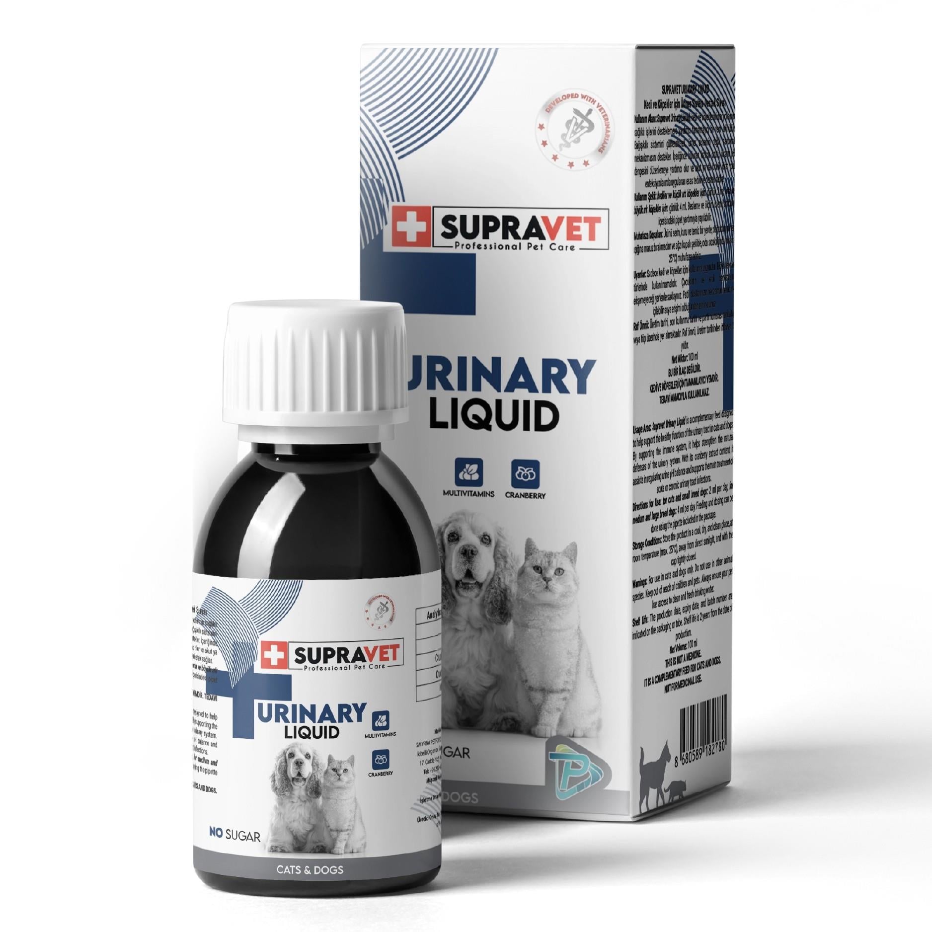 Supravet Urinary Kedi ve Köpek İçin İdrar Sağlığı Sistem Destekleyici Sıvı Damla 100ml