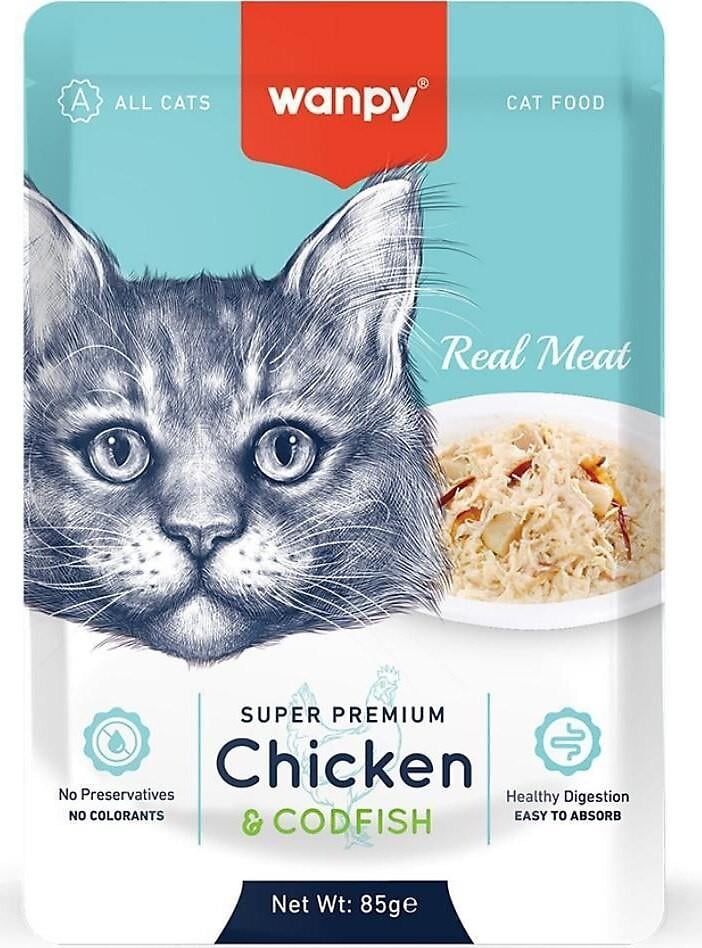Wanpy Pouch Tavuklu ve Morina Balıklı Kedi Konservesi 85gr