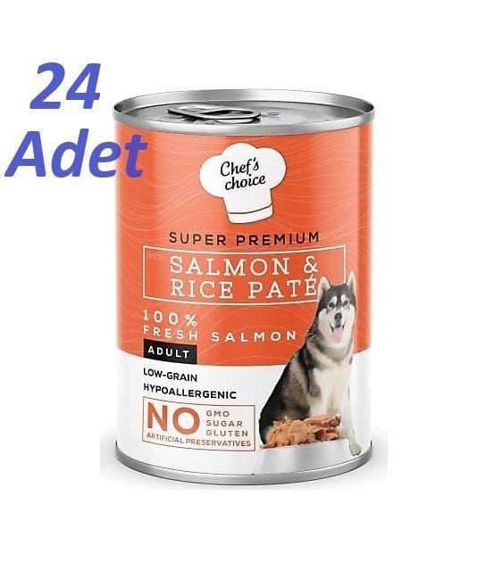 Chef's Choice Kıyılmış Somonlu ve Pirinçli Köpek Konservesi 400gr x 24 Adet