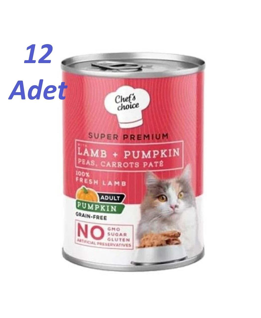 Chef's Choice Kuzu Etli ve Bal Kabaklı Tahılsız Ezme Yetişkin Kedi Konservesi 400gr x 12 Adet