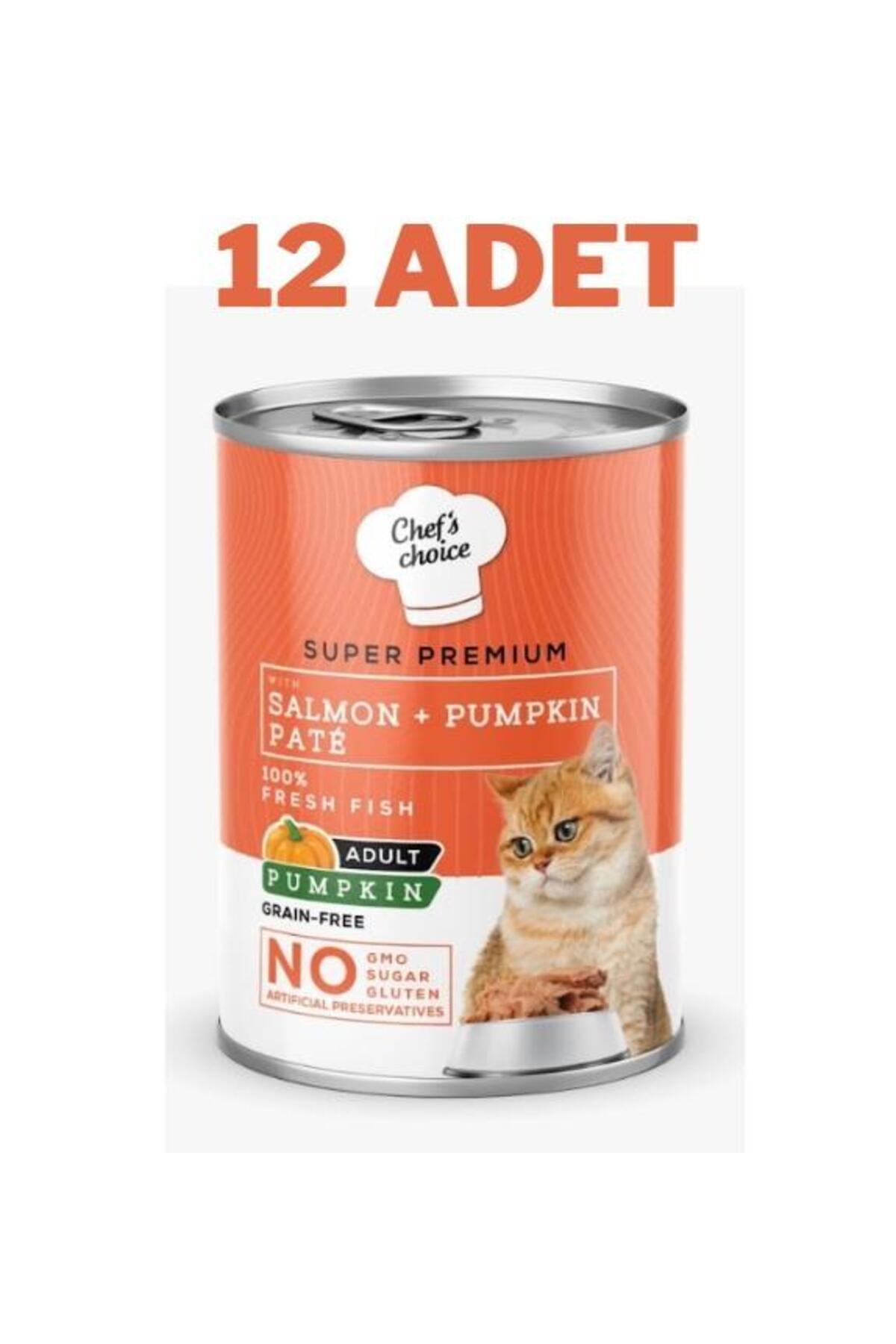 Chef's Choice Somonlu ve Bal Kabaklı Tahılsız Ezme Yetişkin Kedi Konservesi 400gr x 12 Adet
