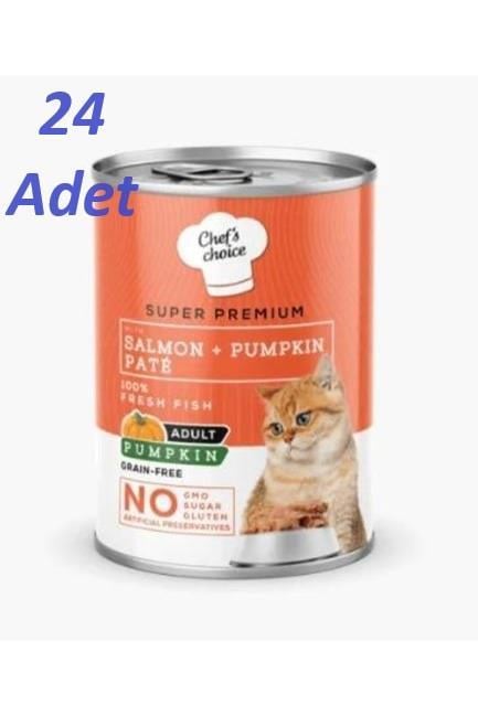 Chef's Choice Somonlu ve Bal Kabaklı Tahılsız Ezme Yetişkin Kedi Konservesi 400gr x 24 Adet