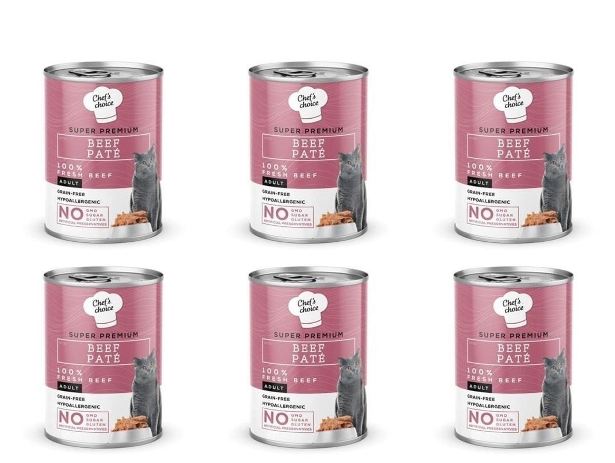 Chef's Choice Tahılsız Sığır Etli Ezme Kedi Konservesi 400 Gr X 6 Adet