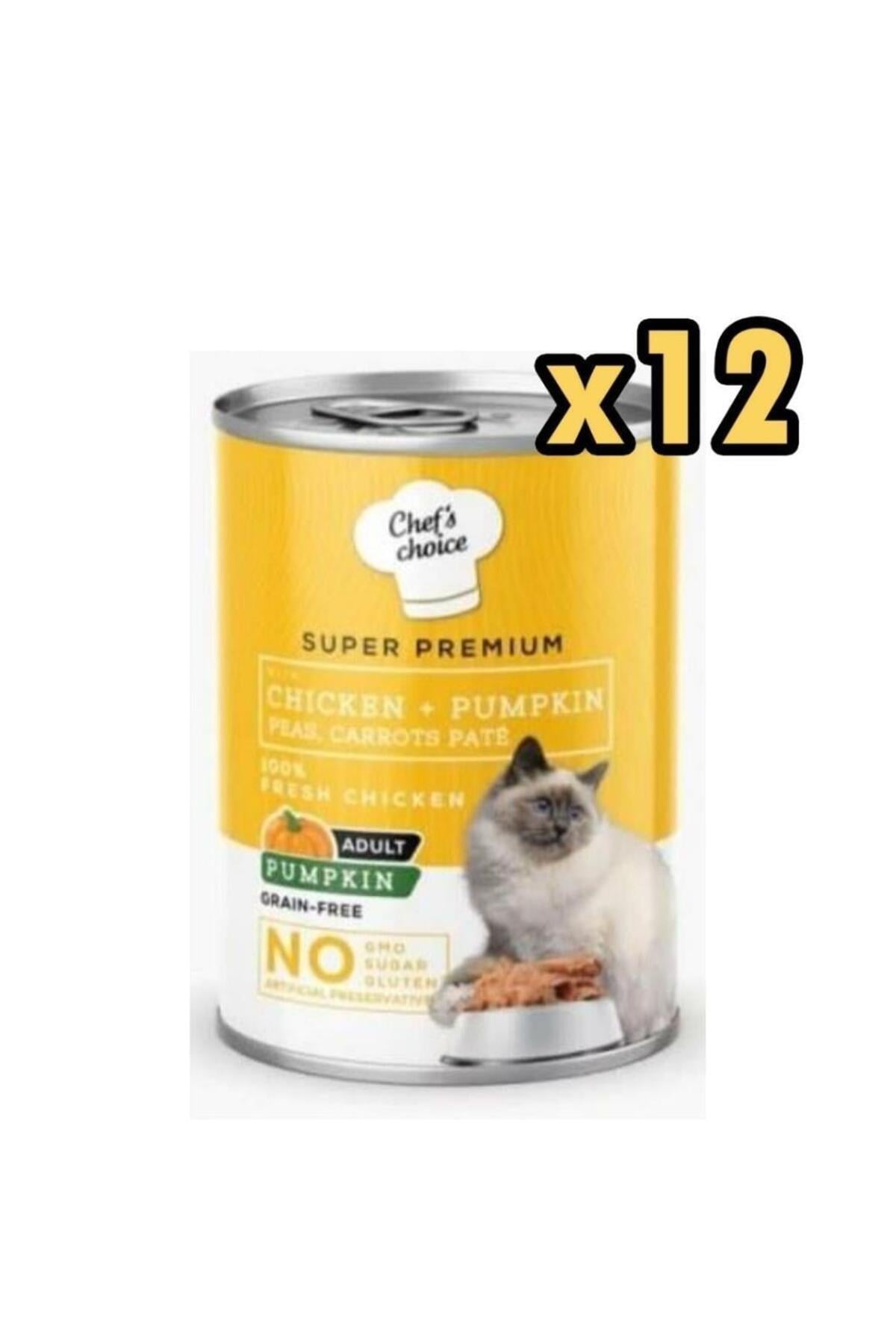 Chef's Choice Tavuklu ve Bal Kabaklı Tahılsız Ezme Yetişkin Kedi Konservesi 400gr x 12 Adet