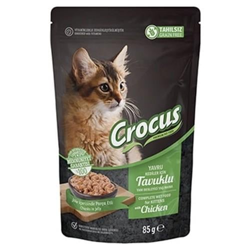 Crocus Tahılsız Pouch Jöleli Tavuklu Yavru Konserve Kedi Maması 85 gr