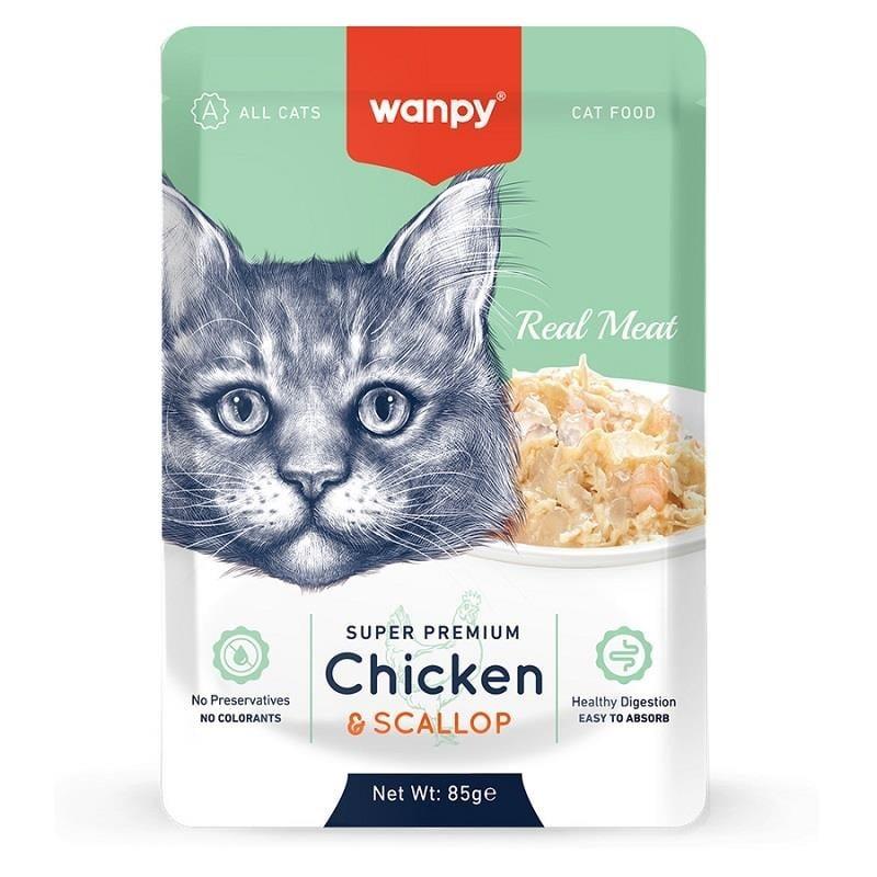 Wanpy Pouch Tavuklu ve Deniz Taraklı Kedi Konservesi 85gr