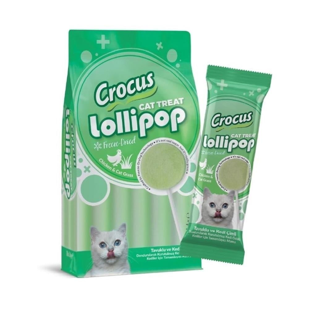 CROCUS TAVUKLU VE KEDİ ÇİMLİ KEDİ LOLİPOP 10 ADET