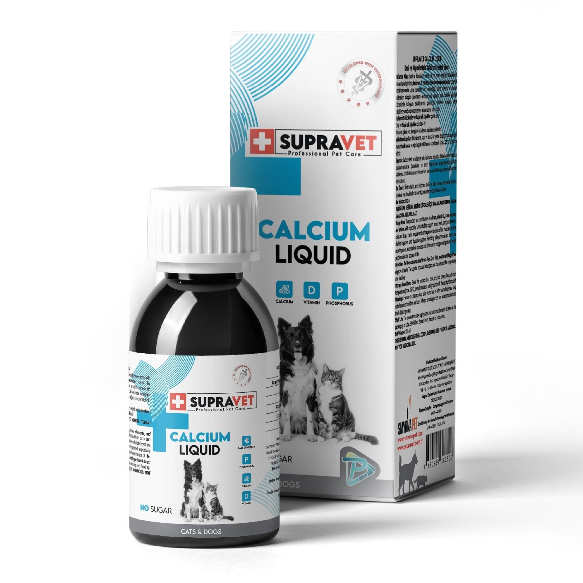 Supravet Kedi ve Köpekler İçin Sıvı Calcium Damla 100 Ml