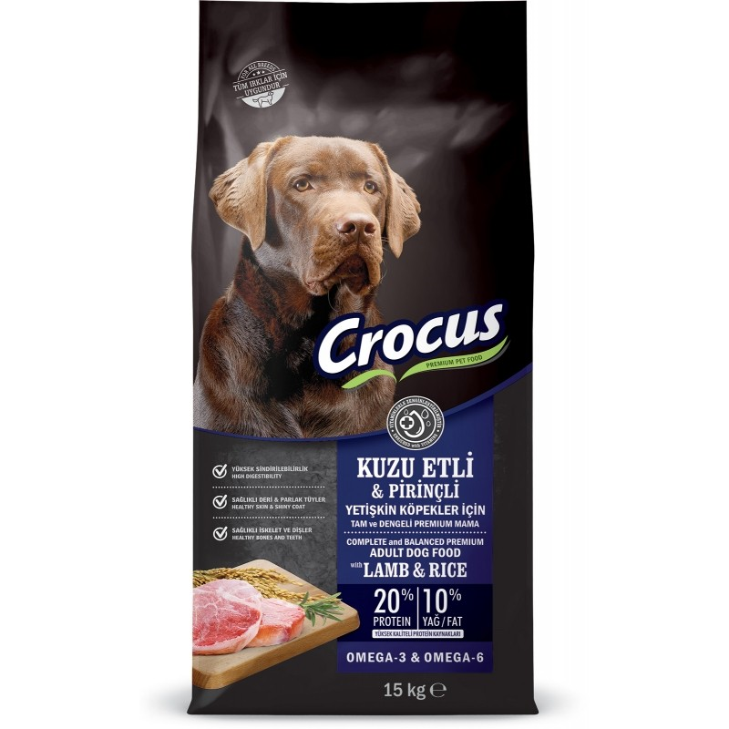 Crocus Kuzu Etli ve Pirinçli Yetişkin Köpek Maması 15 Kg