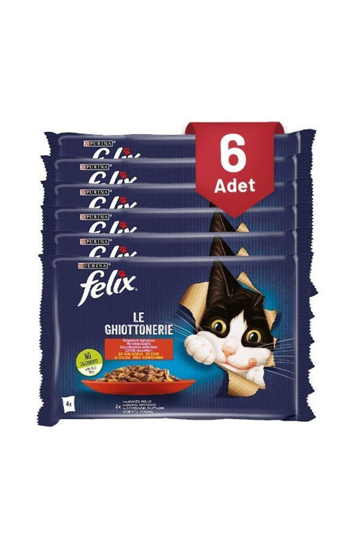 Felix Jöle İçinde Sığır Etli ve Tavuklu Yetişkin Kedi Konservesi 85gr (4'lü) x 6 Adet