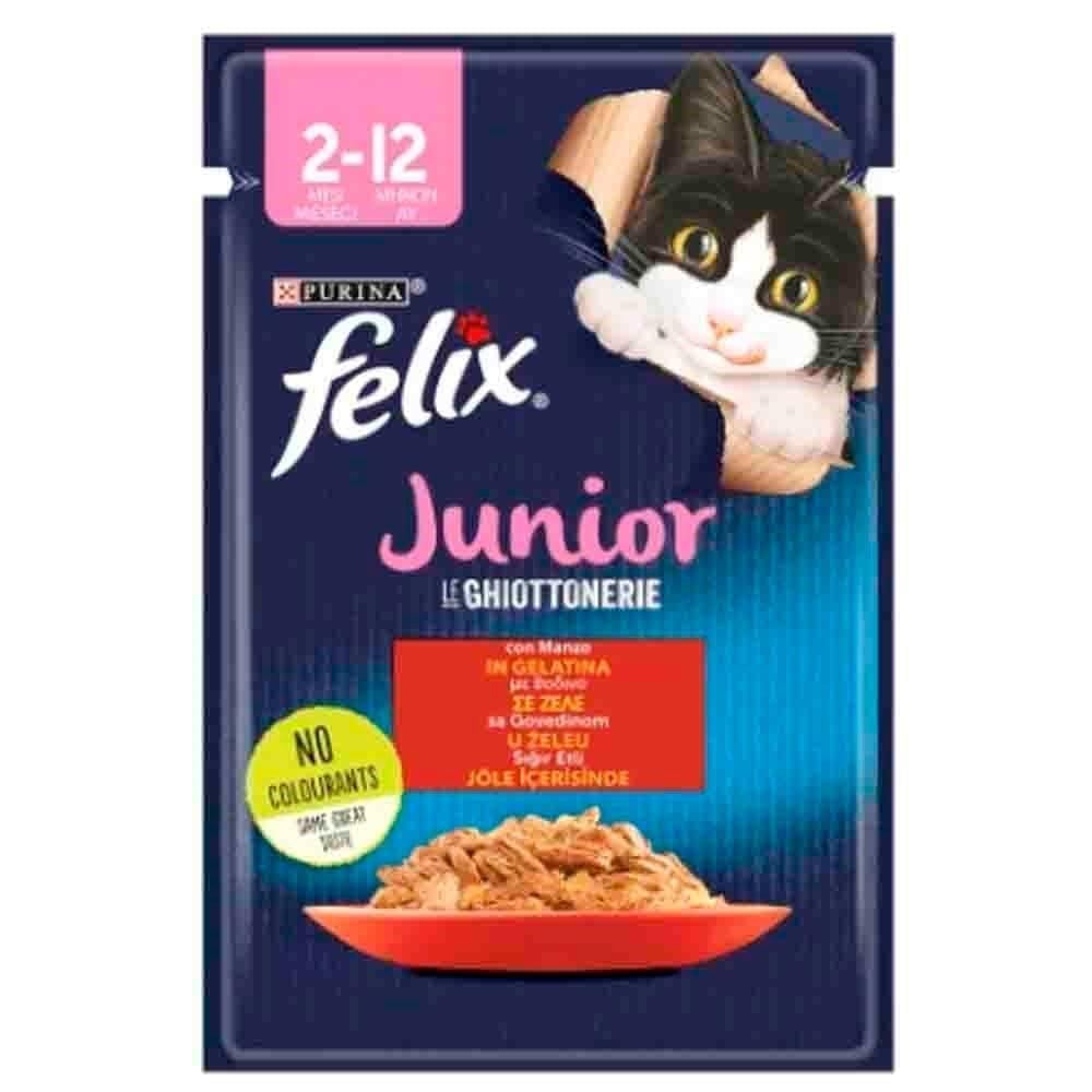 Felix Pouch Jöle İçinde Sığır Etli Yavru Kedi Konservesi 85gr
