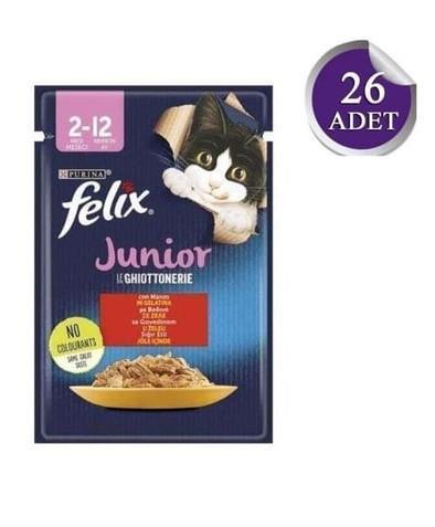 Felix Pouch Jöle İçinde Sığır Etli Yavru Kedi Konservesi 85gr x 26 Adet