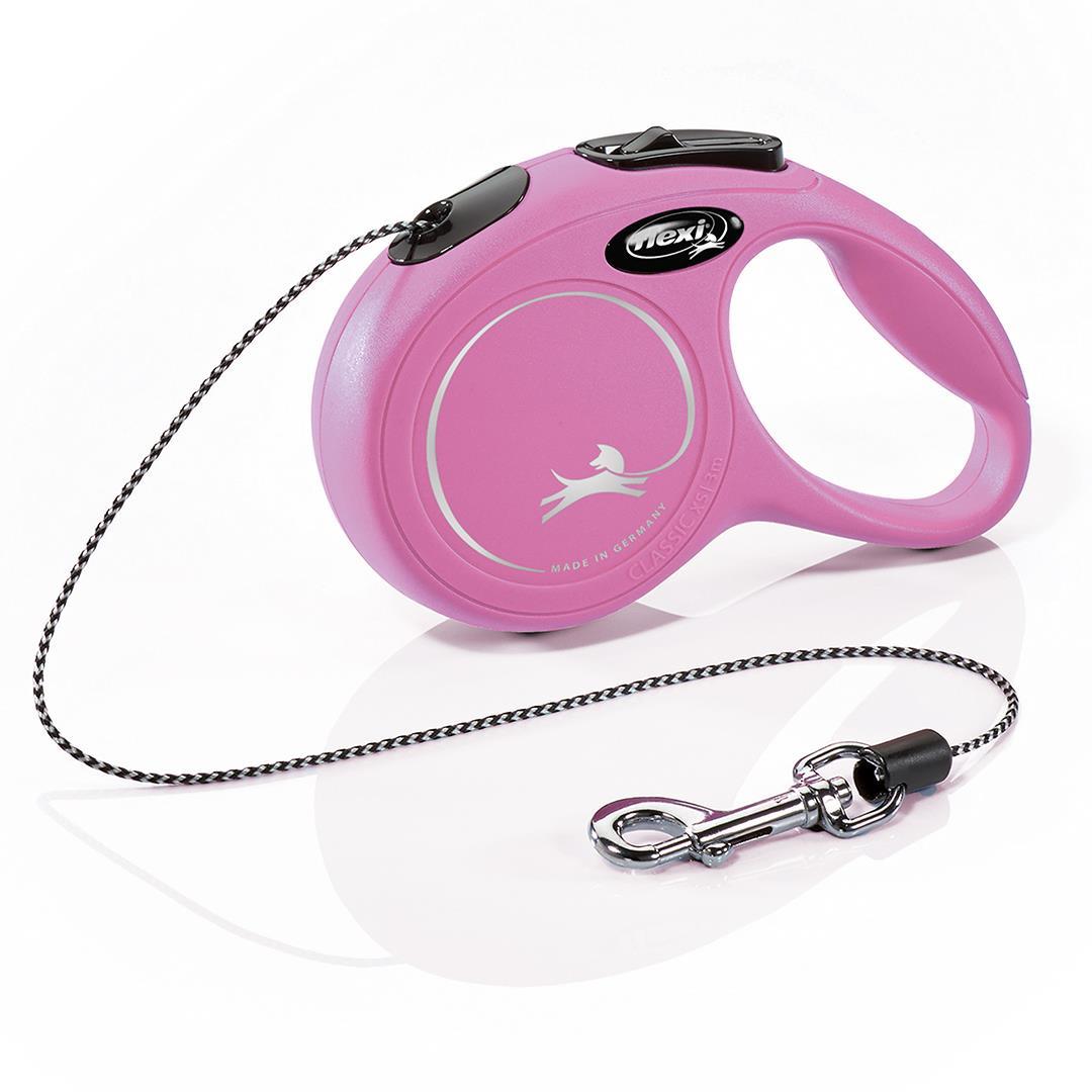 Flexi New Classic Otomatik İp Köpek Gezdirme Kayışı 3m (Pembe) [XS]