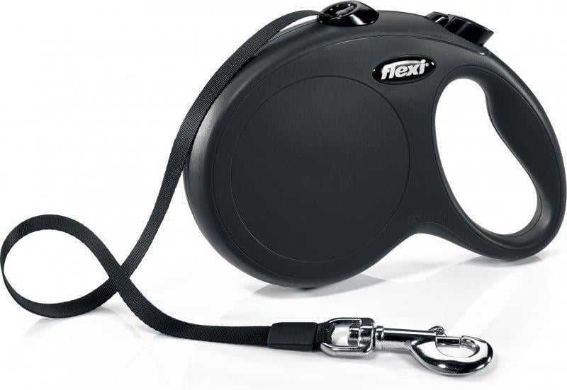 Flexi New Classic Otomatik Şerit Gezdirme Kayışı 5m (Siyah) [L]