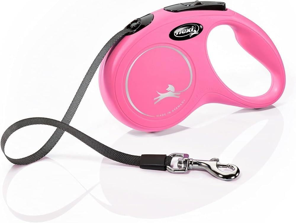 Flexi New Classic Otomatik Şerit Köpek Gezdirme Kayışı 5m (Pembe) [S]